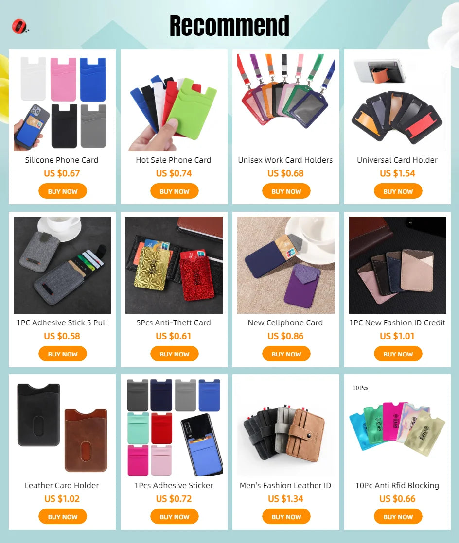 Silicone Phone Card Holder Wallet Case Phone Wallet Stick On Credit Card Holder Phone Pocket for Almost All Cell Phone