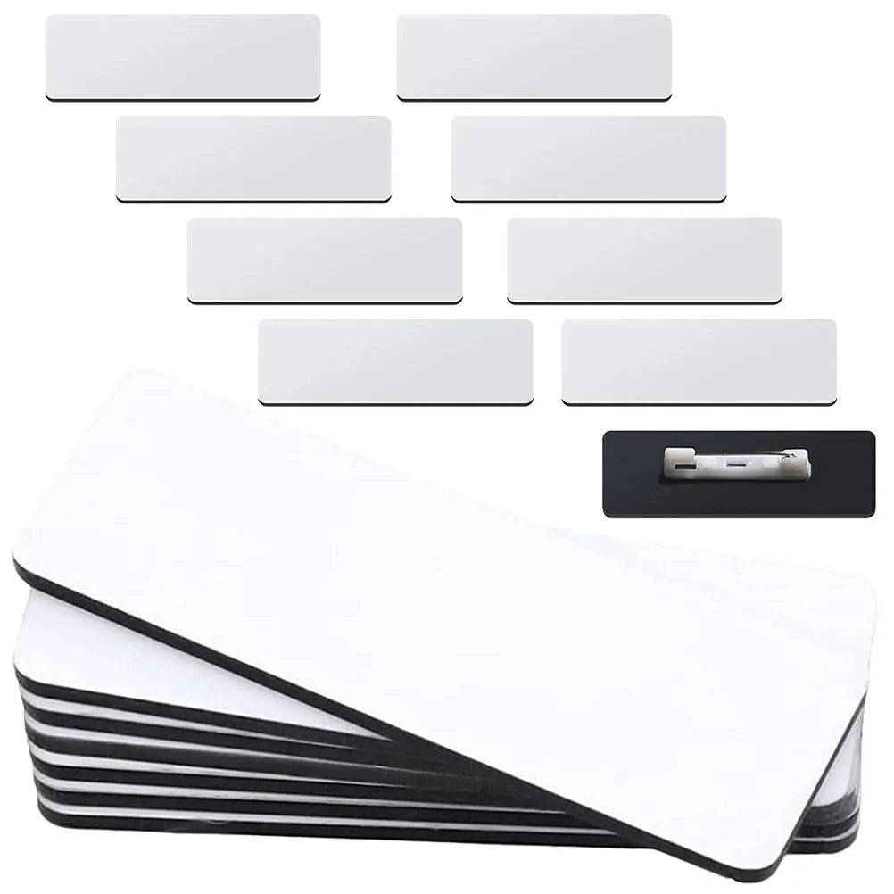 16Pcs Blank Name Badges with Pin Premium Density Board DIY Name Tag Pin for Students Workers Teachers Cafes Hotels Airlines