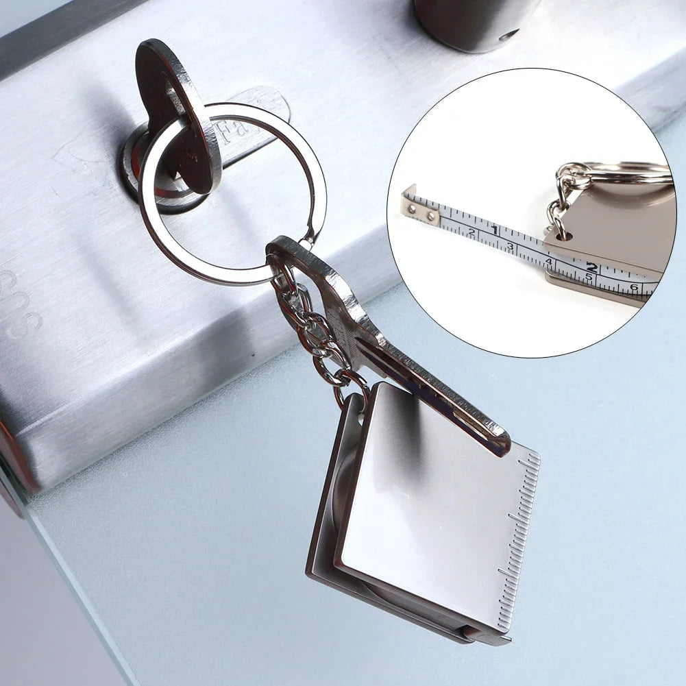 Key Ring Tape Measure Keychain Gauging Tools Retractable Ruler Pull Ruler Measuring Tools Stainless Steel Portable