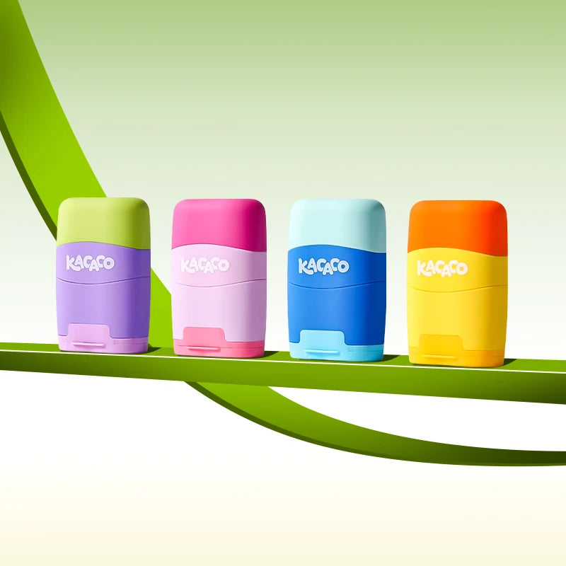 M&G Pencil Sharpener with Eraser Two in One Double Hole Designing Student Pencil Eraser Less Crumbs Clean Replaceable Core