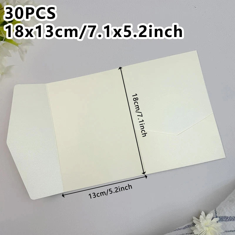 30pcs 18x13cm Green Envelopes for Wedding Invitation Small Business High-grade 250g Paper Stationery Supplies Storage Bag