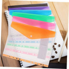 6pcs A4 Binder Pocket Plastic Envelopes, Expand Binder Folders, 6 Color Stereoscopic Transparent File Bags with Record Labels