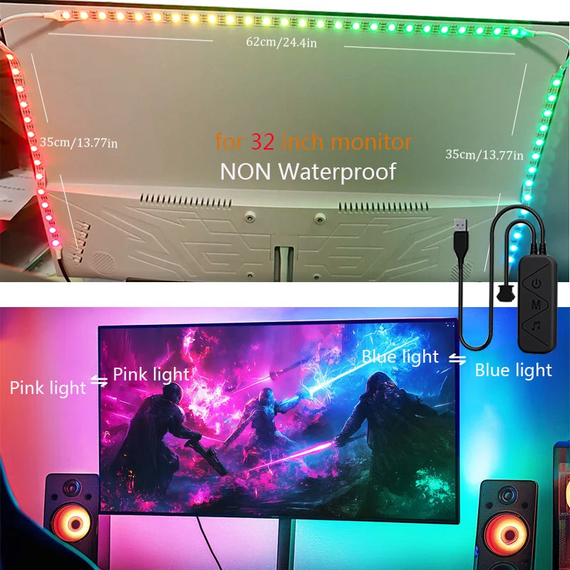 Computer Screen Synchronization Light Strip PC SYNC Backlight Game Room Music SYNC Software Control Monitor Ambilight LED Lights