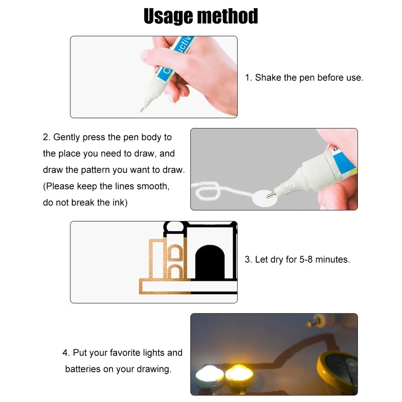 Conductive Paint Pen Easy to Use Circuit Repair Tools Fit for Circuit Experiment Luminous Card Circuits DIY Crafts