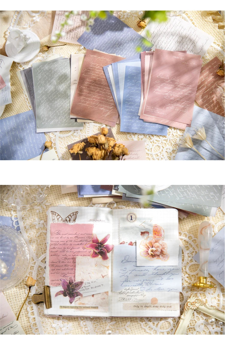 Yoofun 30pcs/pack Large Size Ins Style Material Papers Letter Journal Scrapbooking Background Decoration Paper Memo Pads