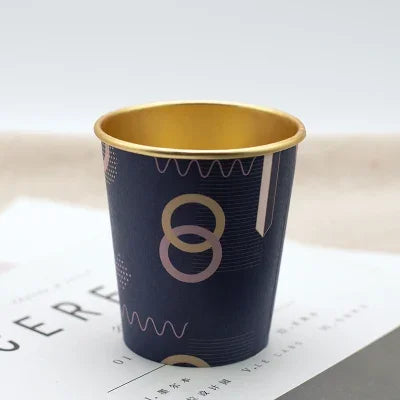 50pcs/pack 7oz/210ml Gold Foil Paper Cup Household Commercial High-end Disposable Cup Water Cup Tea Cup Coffee Cup Customization