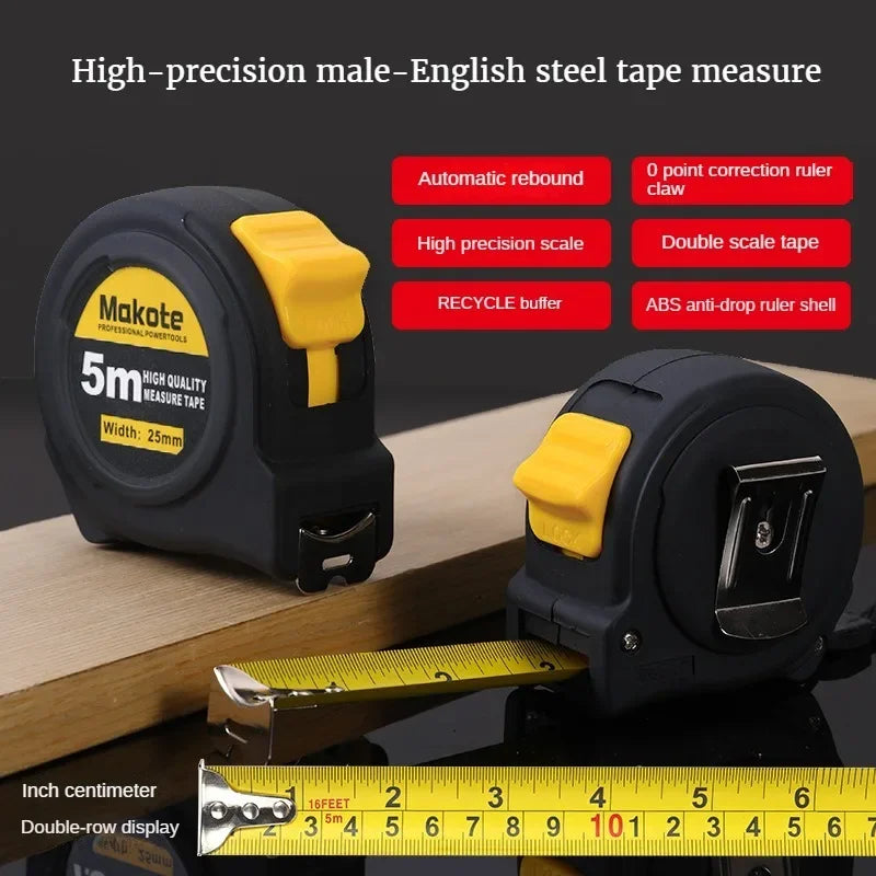 Precise Clear Steel Tape Measure Retractable 3M/5M/7.5M/10M Thickened Rubberized Woodworking Wear-resistant Tool Tape Ruler