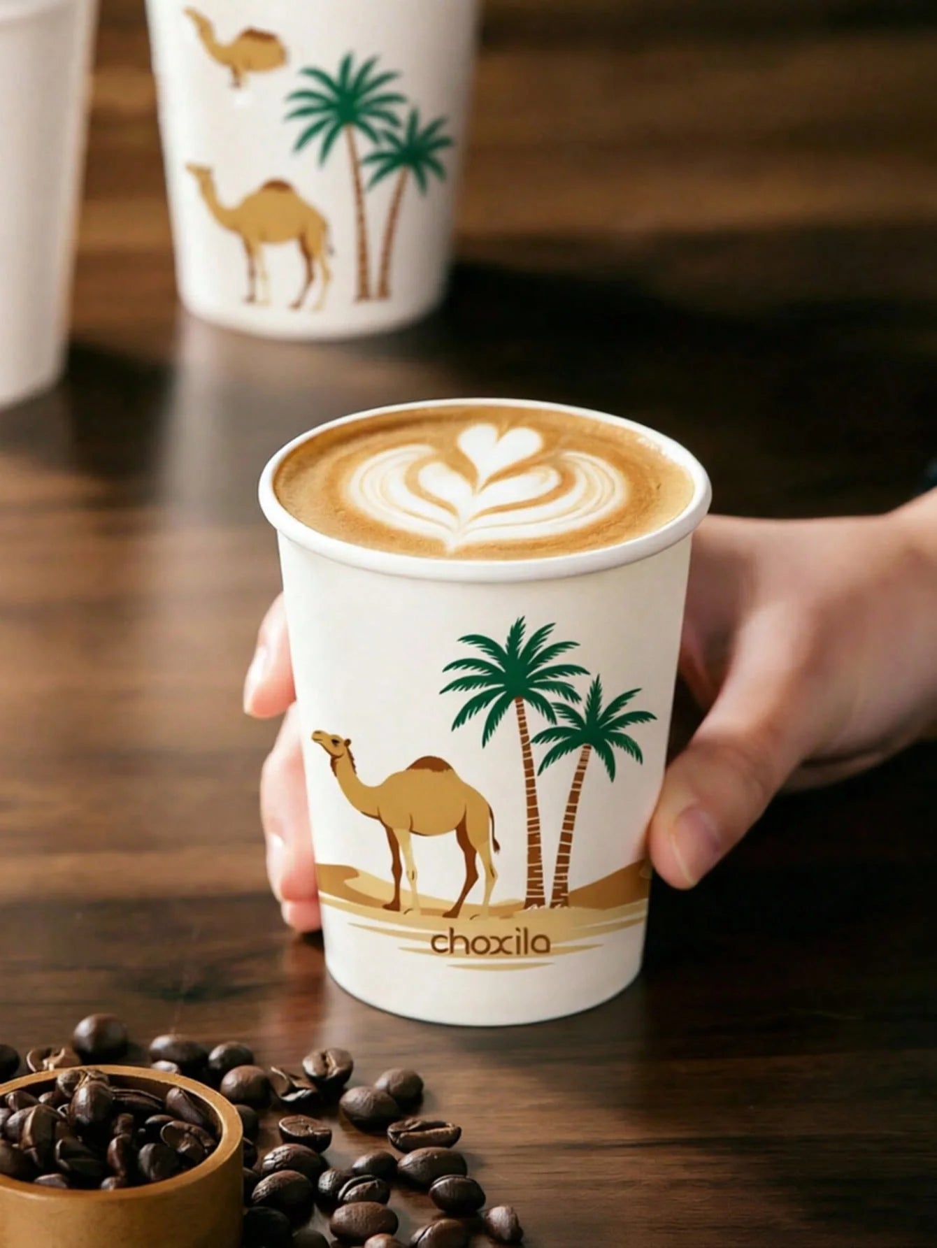 25/50/100pcs Disposable Paper Cups, Camel Pattern Paper Cups, Middle Eastern Style Printed Cups, Coffee Cups, Tea Cups,Party Spe