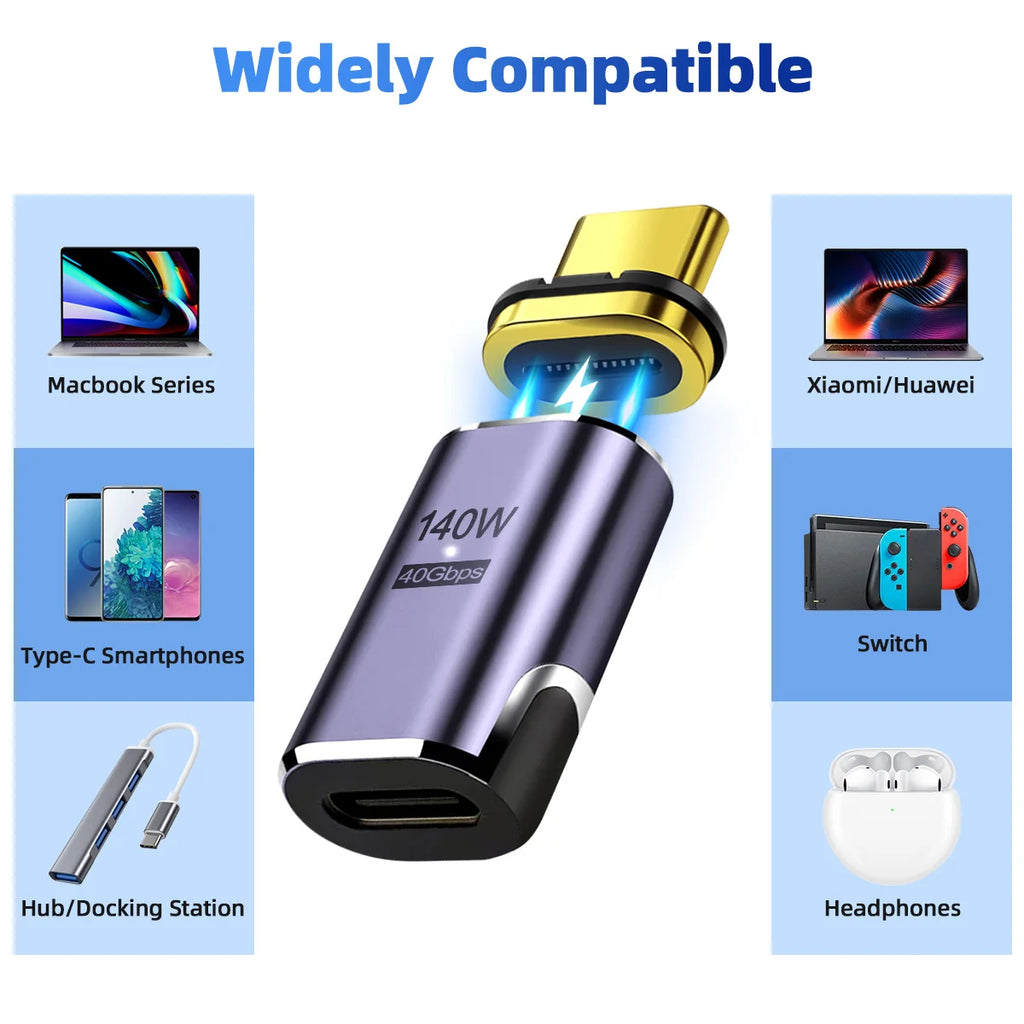 140W USB4.0 40Gbps Thunderbolt3 Magnetic Type-C OTG USB C To USB-C Fast Charge Magnet Converter Cable 8K@60Hz USB Type C Adapter
