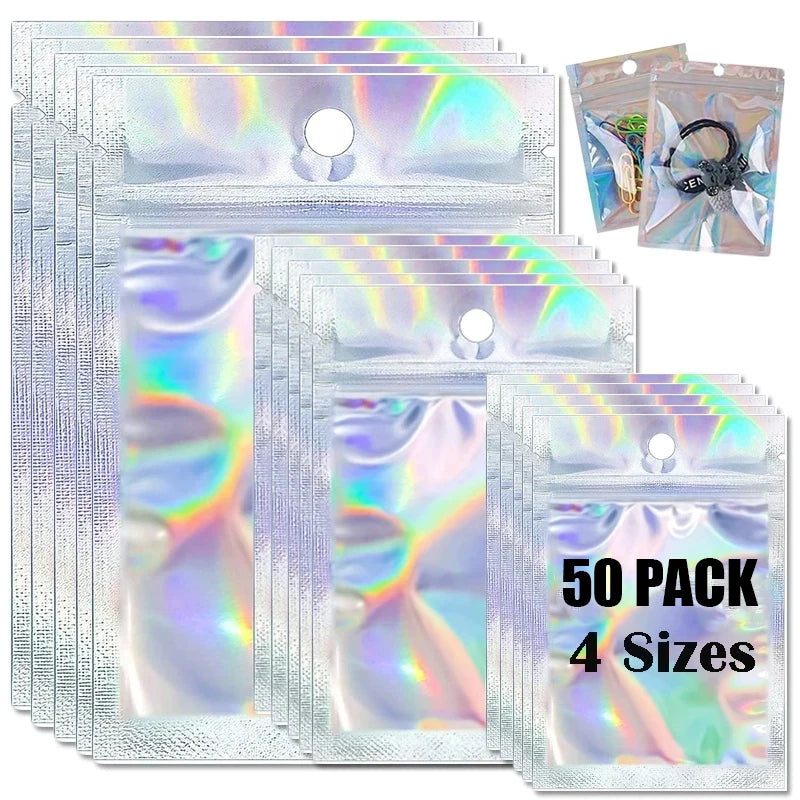 Resealable Laser Ziplock Bags For Necklace Food Storage Bags Pouch Packaging Bag Multifunctional Bubble Mailers