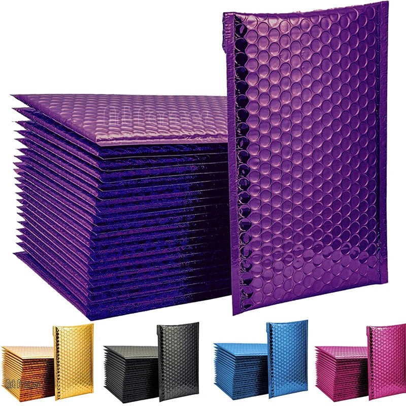 100pcs Small Business Supplies Purple Shipping Packaging Bubbles Bubble Padded Envelopes Bags to Pack Products Mailers Mailer
