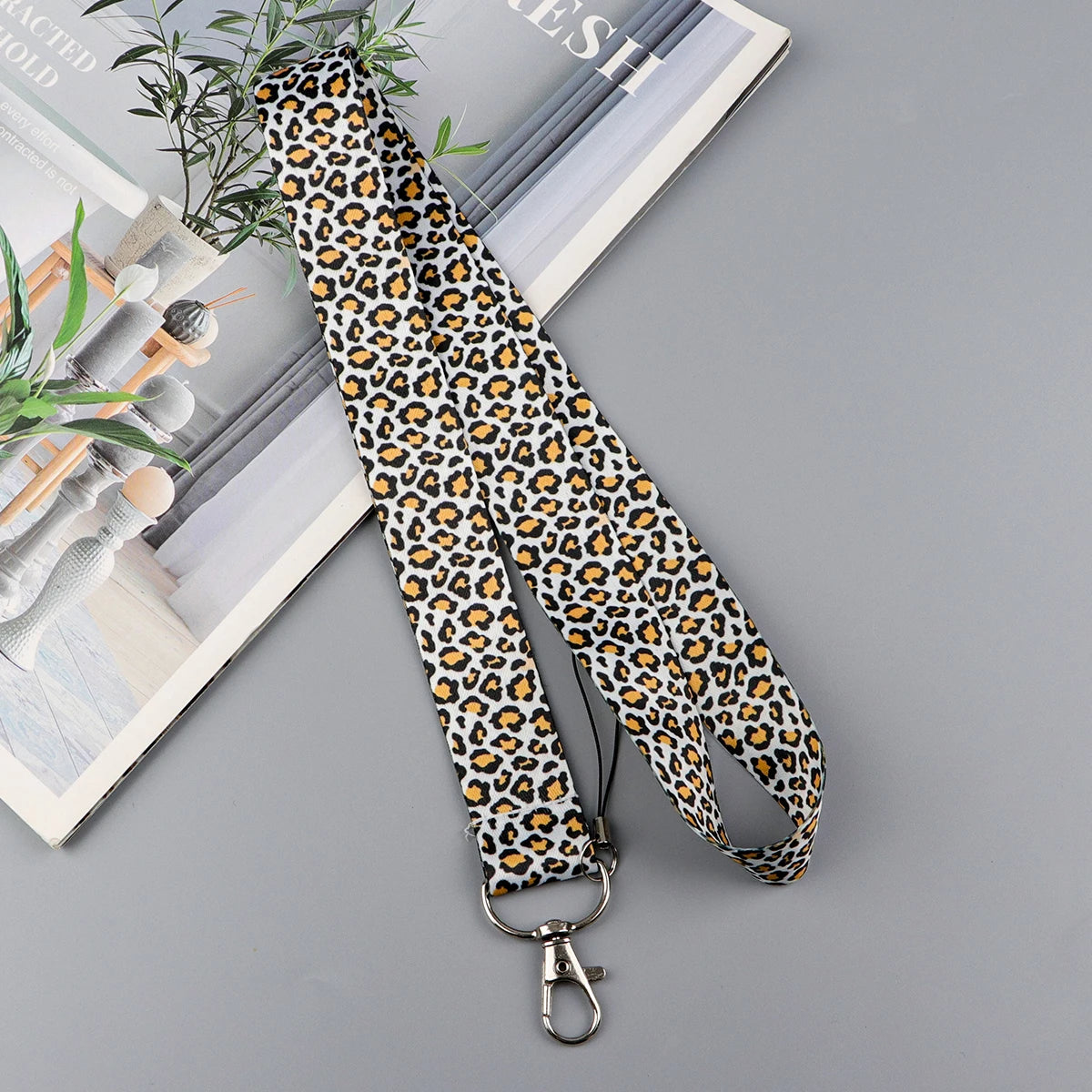 Gray Leopard Print Fashion Lanyard for Key Neck Strap Lanyard Card ID Badge Holder Key Chain Key Holder Keyring Accessories Gift