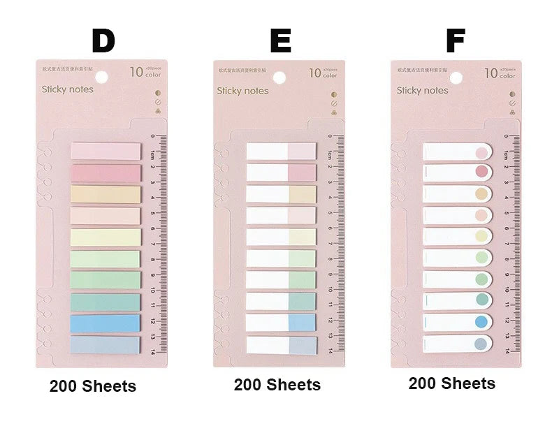 200 Sheets Index Tabs Self Adhesive Page Markers Transparent Sticky Notes Classify Files Flags Posted It Planner Stickers