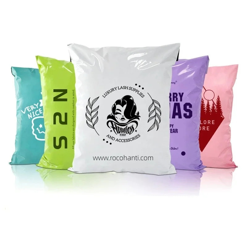 100PCS Custom LOGO Printed White Poly Mailer Mailing Bags Envelope Self Adhesive Eco Friendly Biodegradable Shipping Bag Polybag