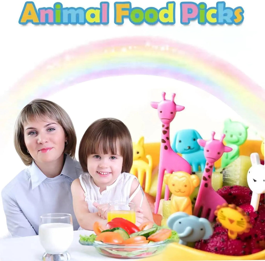 Mini fruit forks toothpicks skewer set for kids children plastic animal food picks for bento Lunch box decorating accessories