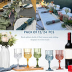 12/24 Pcs 220ml Plastic Wine Glasses Drinking Glasses for Wedding Party Imitation Glassware Reusable Drinkware Champagne Goblet