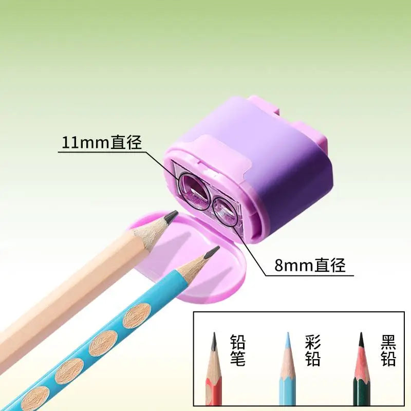 M&G Pencil Sharpener with Eraser Two in One Double Hole Designing Student Pencil Eraser Less Crumbs Clean Replaceable Core