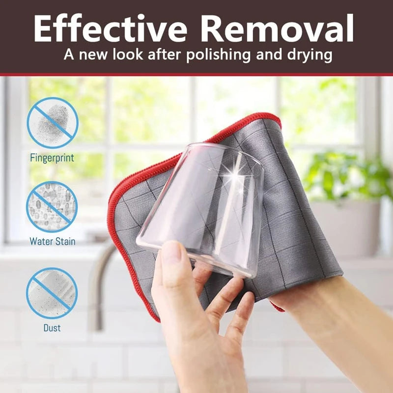 3PCS Carbon Microfiber Cleaning Cloth Lint Free Reusable Kitchen Dish Cloth Glass Window Polishing Streak Free Miracle Clean Rag