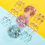 72Pcs Color Binder Clips Paper Clips Push Pin Set Rose Gold Push Pins Cute Stationery for Office Accessories School Supplies