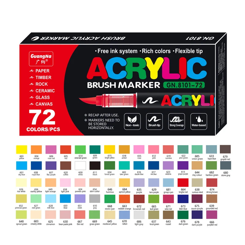 GN 12-120 Colors Acrylic Paint Pens Markers Brush Tip Paint Markers For Rock Painting Wood Canvas Stone,Festival Gift DIY Crafts