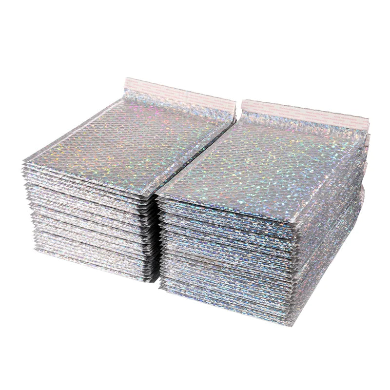 50PCS Aluminized Film Bubble Mailer Gold Mailing Envelope Waterproof Courier Bag Padded Bubble Envelopes Pack Bag for Shipping