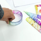 Vibrant Flexible Ruler Set, Straight Ruler, Protractor, 2 Triangles, 20/30cm Straight Ruler, 4 Pcs Soft Ruler Kit
