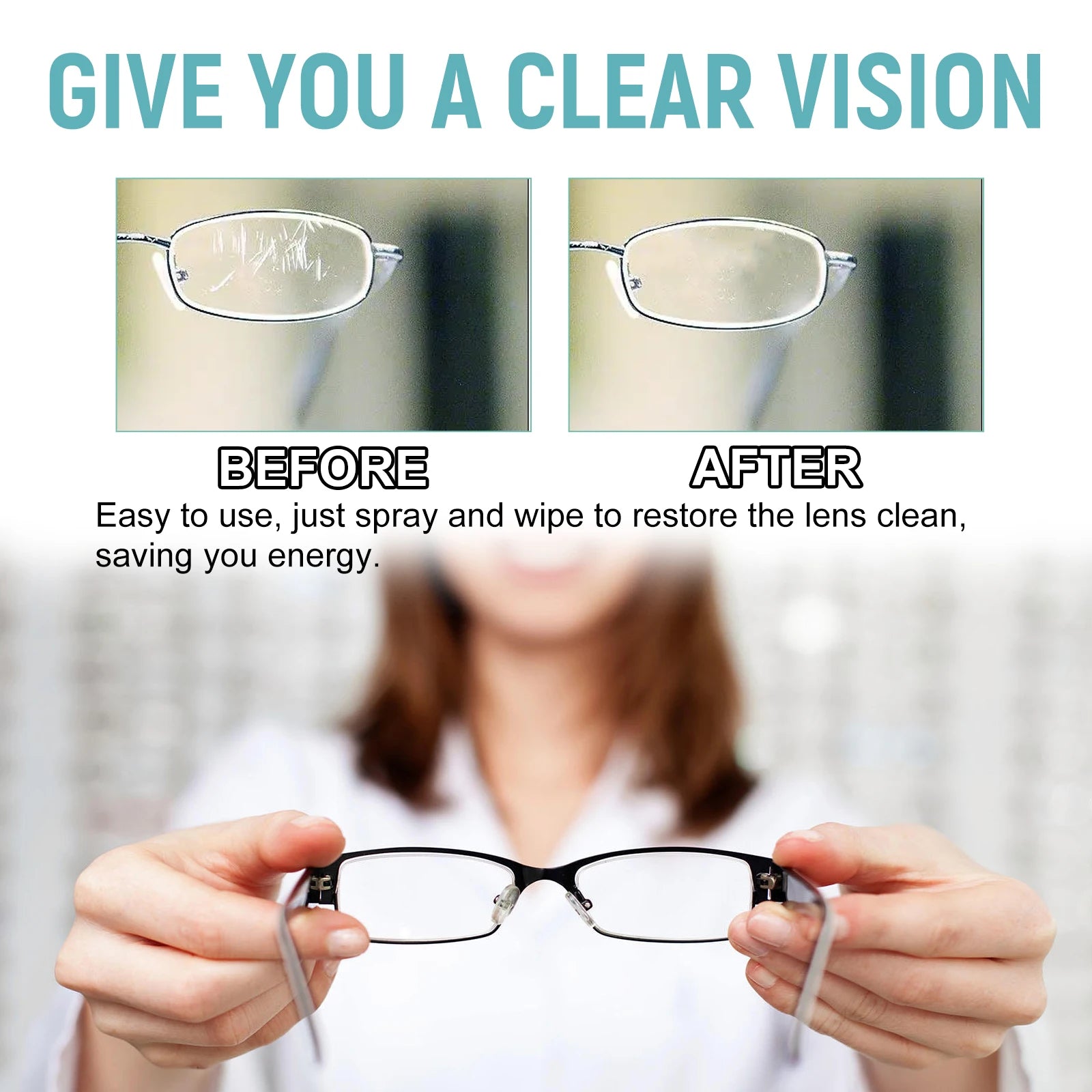 Eyeglass Lens Cleaner Spray Anti Fog Glasses Care Instant Clear Vision Oil Stain Remover Sunglasses Screen Cleaning Kit 100ml