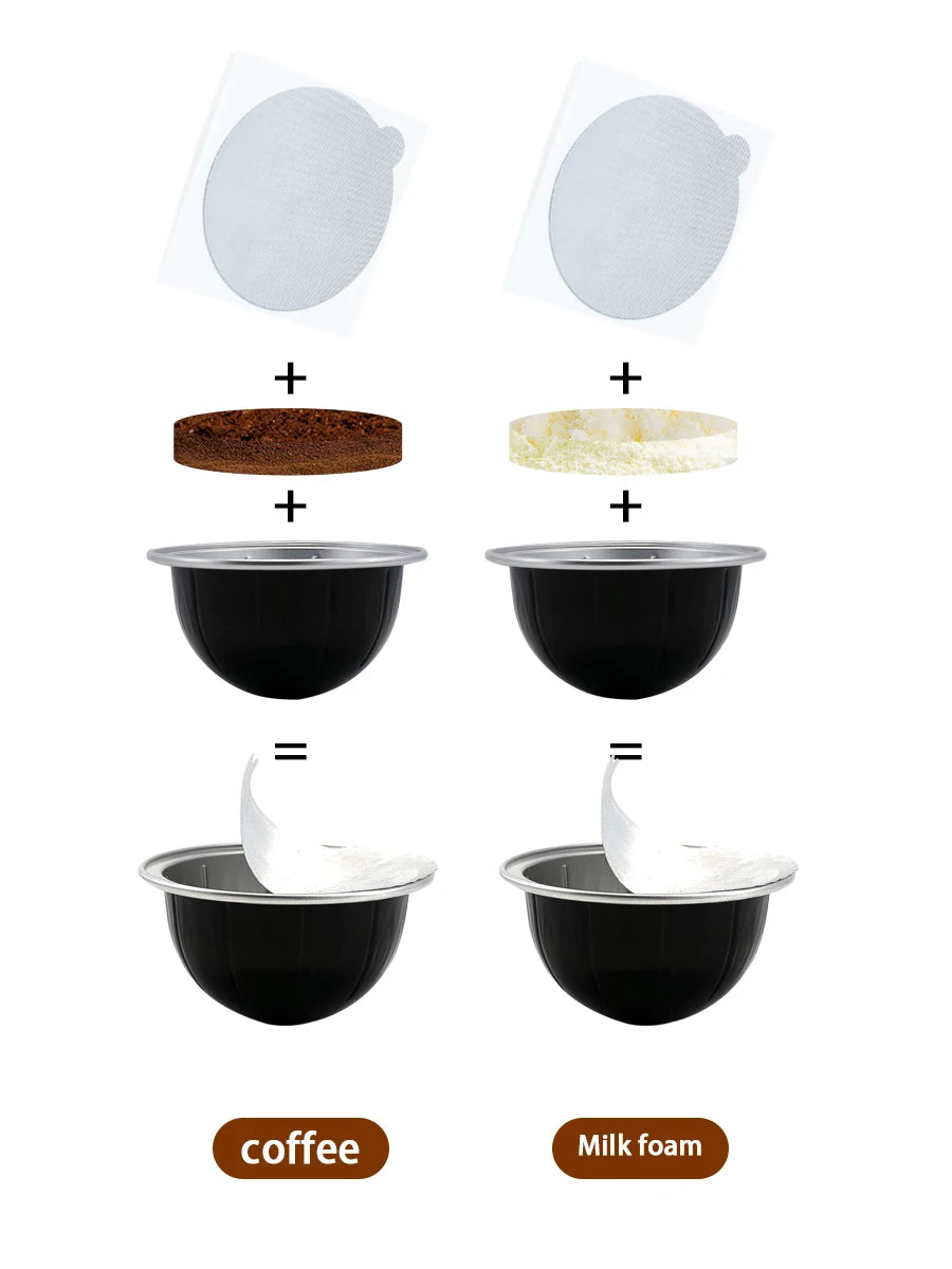 Reusable Aluminum Coffee Capsules Compatible with Nespresso Vertuo Machine - Durable Coffee Pod Shells for Espresso Lovers