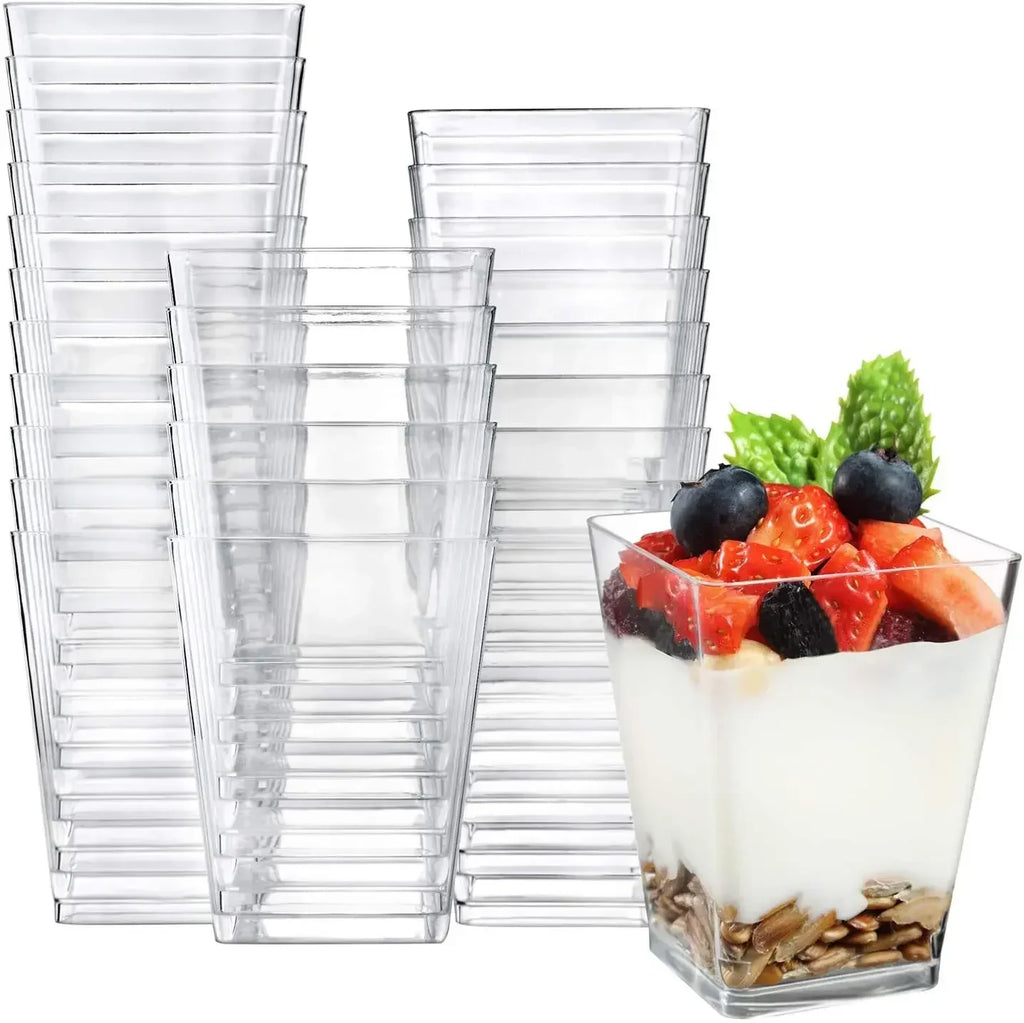 Disposable Plastic Mousse Cup Mini Ladder Shaped Pudding Dessert Cup for Hotel Party and Sweet Shop Disposable Plastic Cups