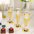 50pcs 5OZ Disposable Wine Cup Party  Plastic Champagne Flutes Cocktail Strawberry Toasting Glass for Wedding Bar Party Camping