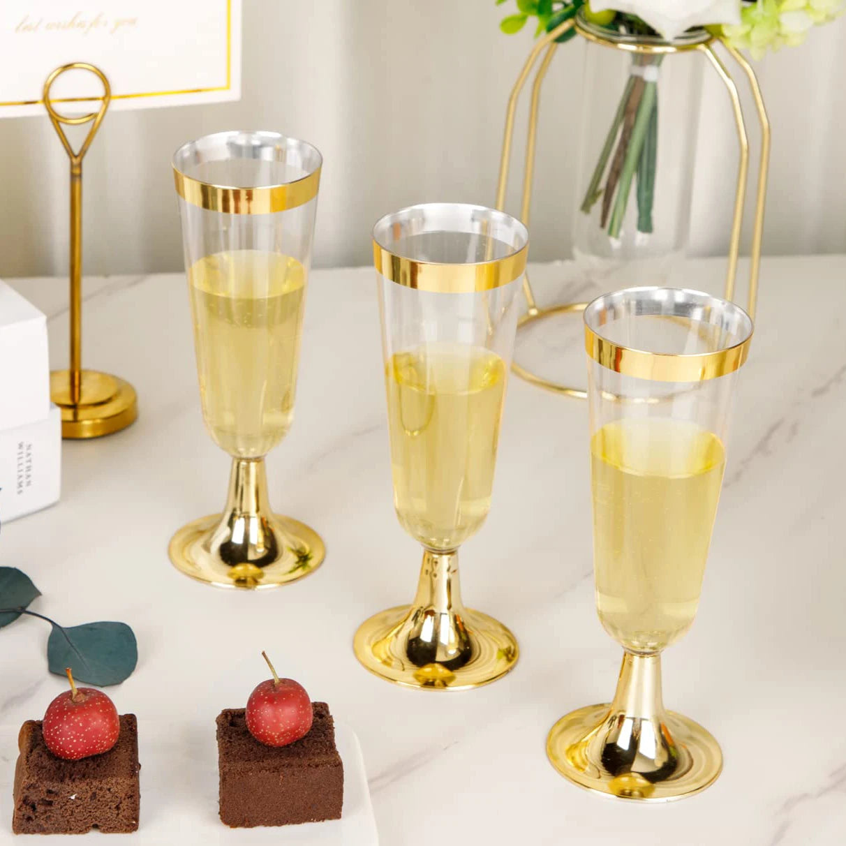 50pcs 5OZ Disposable Wine Cup Party  Plastic Champagne Flutes Cocktail Strawberry Toasting Glass for Wedding Bar Party Camping
