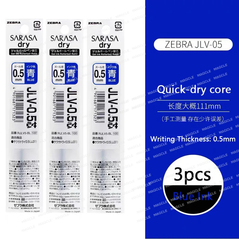 ZEBRA SARASA Dry airfitgrip Gel Pen 0.5/0.4mm Black Core Quick-Drying Smooth Writing Stylos boligrafo gel Stationery for school