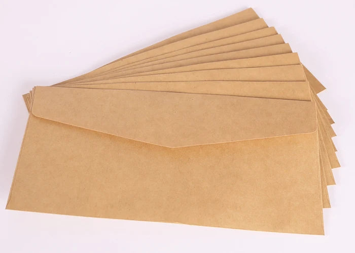 10Pcs Vintage Kraft Paper Envelopes Blank A4 triangle cowhide Handmade black Set Writing Christmas Invitations 22*11CM