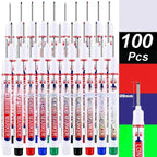 4-100Pcs 2cm Waterproof Long Head Markers Deep Hole Marker Pen for Metal Carpenter Red/Black/Blue/Green /White Woodworking Tools