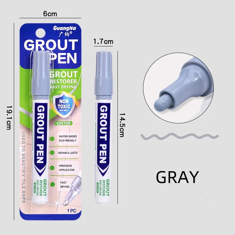 White Grout Tile Pen 8 Colors Waterproof Wall Grout Restorer Marker Pen for Bathroom Wall Floor Decontamination Seam Repair Pens