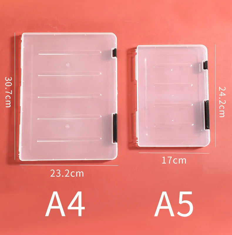 Transparent Thicken A4 File Box Plastic Office Document Sorting Storage Box Buckle Design Book File Archive Seal Boxes Organizer