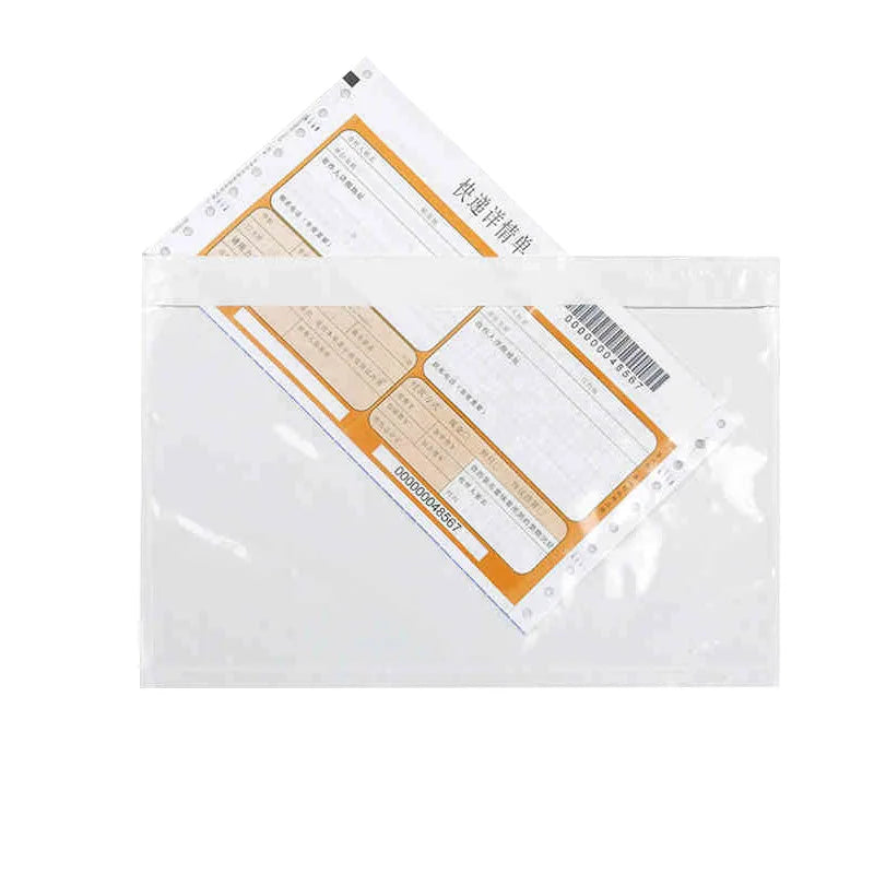100PCS Transparent Envelope Clear With Packing List Enclosed Printing Pouch Envelope Bag for Invoice Packing Slip