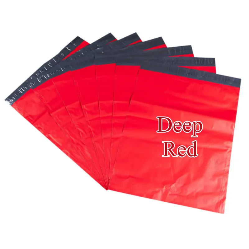 100PCS Red/Orange Poly Mailer Adhesive Envelope Bag DIY Logo Print T-shirt Gloves Gift Shoes Box Express Gift Packaging Pouches