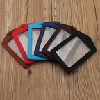 Pu Leather Card Holders Id Badge Case Clear And Color Border Lanyard Holes Bank Credit Id Badge Holders Accessories Wholesales