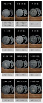 Natural Original Stone Inkstone Table with Cover End Ink Pond Plate Strip Grinding Student Beginners