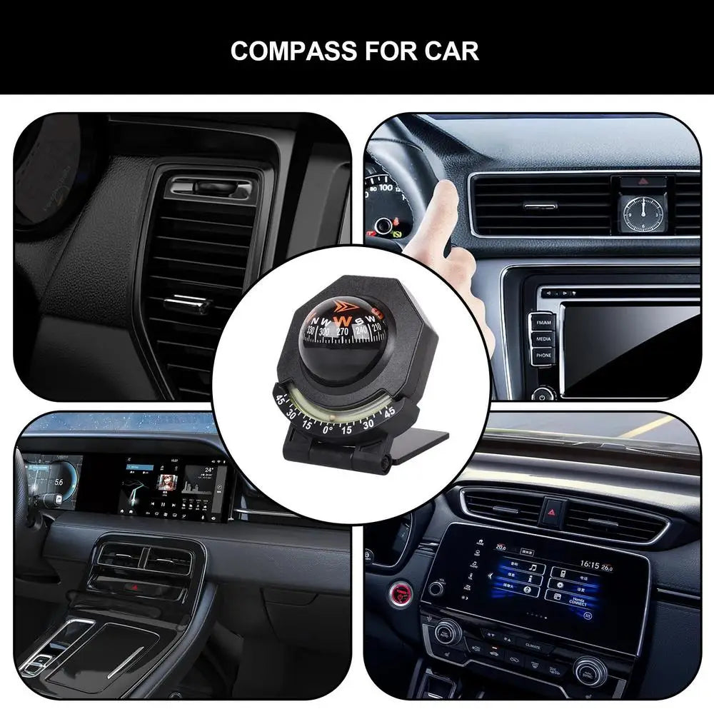 Car Dashboard Compass WithSlope Meter 2-In-1 Foldable High Precision Navigation Car Mount Compass Ball Compass For Vehicle Boat