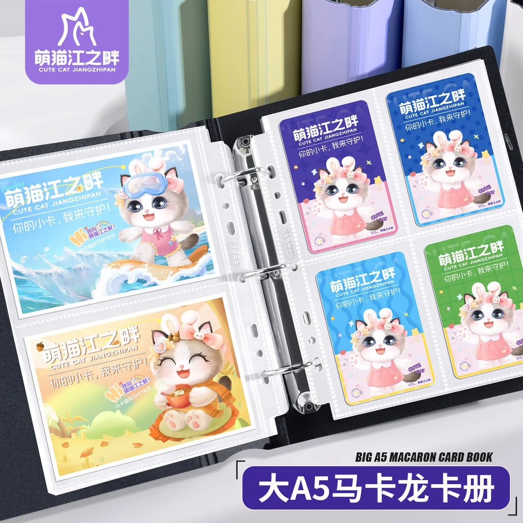 Heavy Duty A5 Card Binder W/ 55mm Large D-Rings 3-Ring Thick Photo Card Album W/ Elastic Band for K-pop Collection