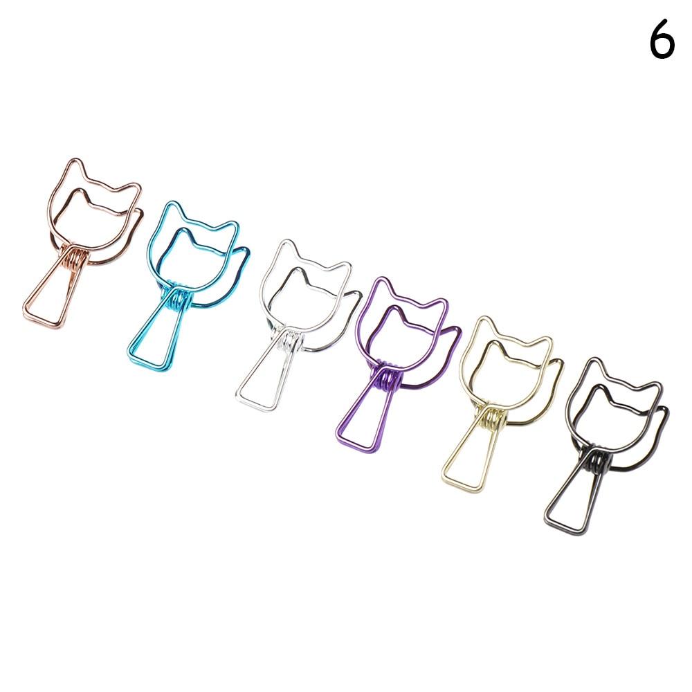 6PCs/Set Hollowed Out Design Metal Binder Clip Long Tail Office Hand Book Folder Paper Organizer Stationery Fish