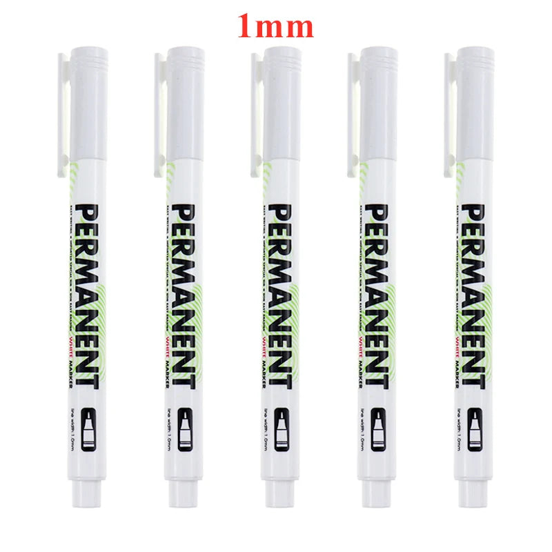 1/3/5 Pcs White Marker Pens 1.0mm 2.0mm Fast Drying Permanent Oily Waterproof Paint Tire Markers Graffiti Pens