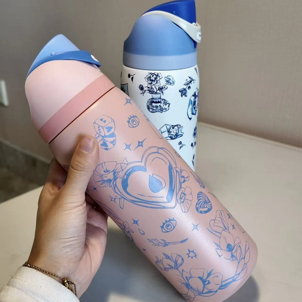 Stainless Steel Water Bottle 32oz Vacuum Insulated Water Bottle with Straw & Leak-Proof Lid Portable Handheld Vacuum Flasks