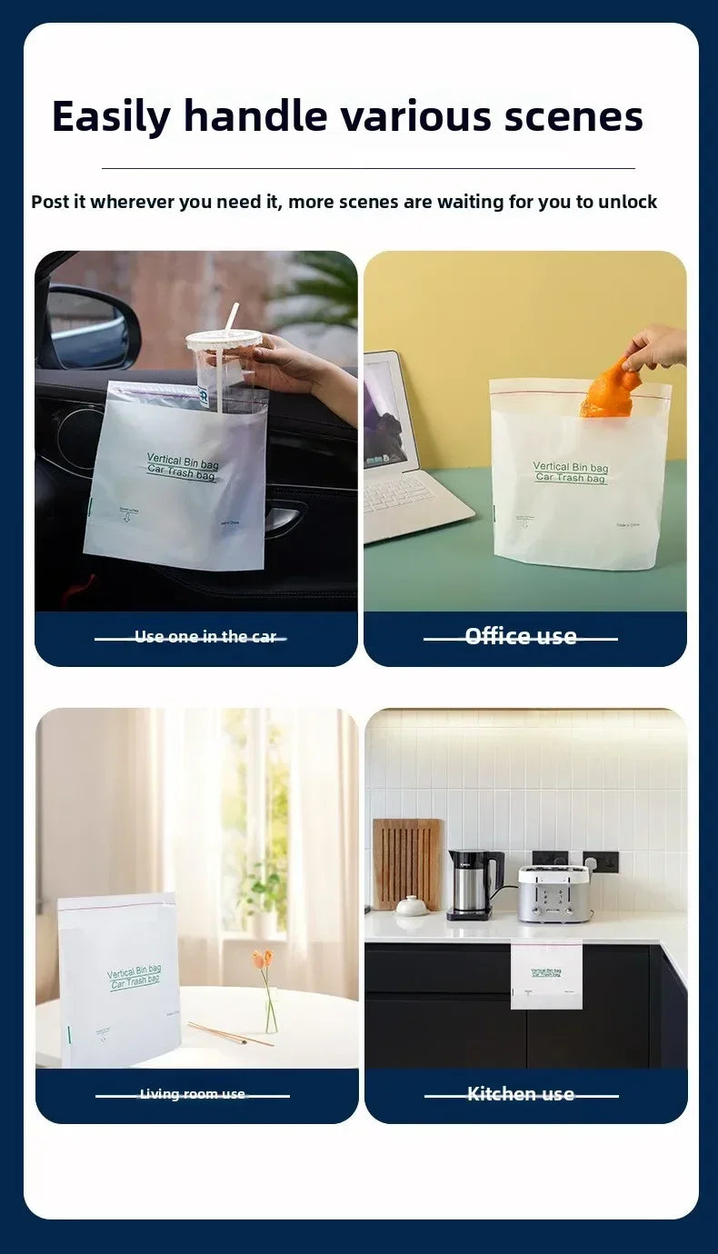 Self-Adhesive Disposable Trash Bag Thicken Waterproof Garbage Bag Leak-Proof Rubbish Storage Bag for Car/Home/Office