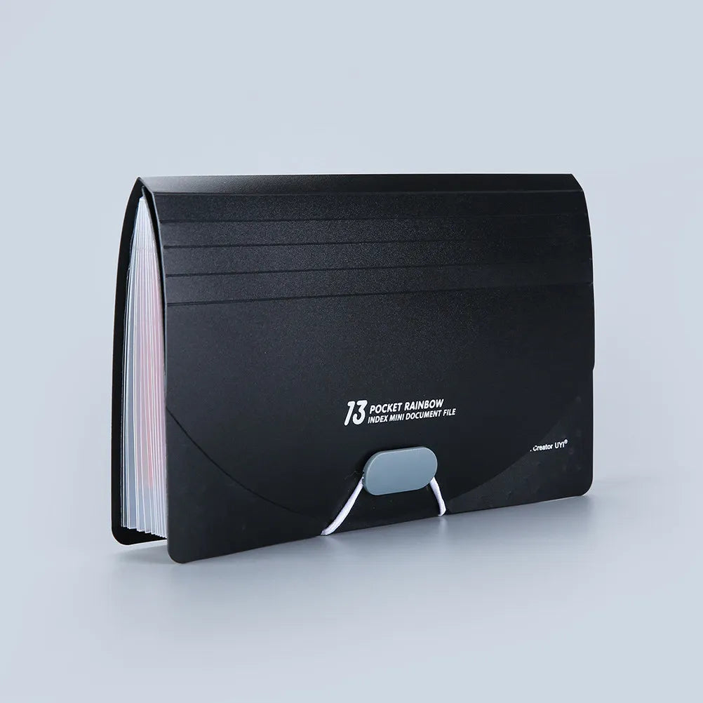 Portable Accordion File Organizer A6 Size 13 Compartments Mini Receipt Holder Three Side Seal Expandable Document Organizer