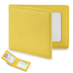 Thin Minimalist Bifold Design Driver's Licence Cover Genuine Leather ID Badge Window Slot Credit and Debit Vaccinum Cards Holder