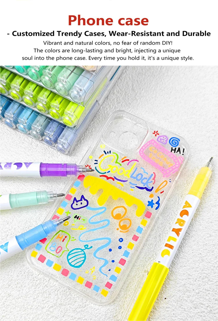 GuangNa 168/12 Colors High Gloss Acrylic Marker Pen Set,Hard Headed Drawing Pens,DIY Graffiti Paint Pen Stationery,GN.586
