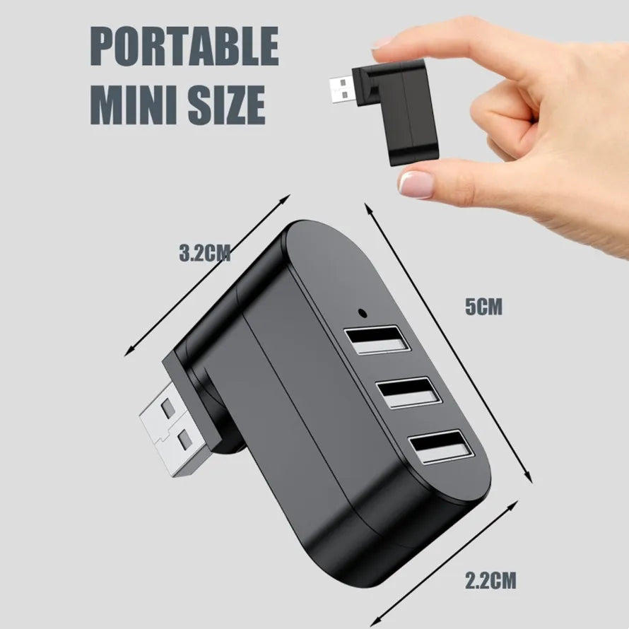 3 in 1 USB HUB 180° Rotatable USB 2.0 HUB 3 Port Multiple USB Splitter Expander For Computer Laptop MacBook U Disk Data Transfer